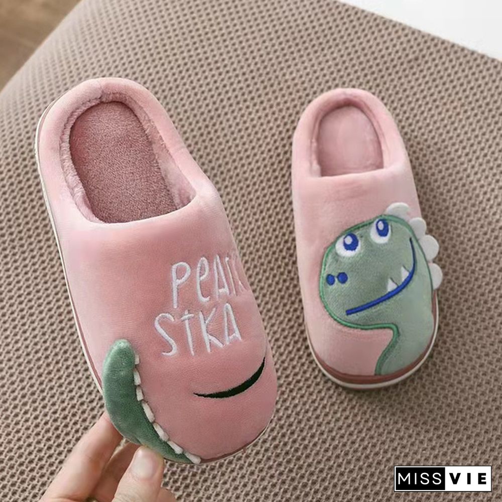 Parent Child Family Autumn And Winter Cotton Slippers Dinosaur Cotton Slippers Children Cartoon Cotton Slippers Couple Cotton Slippers