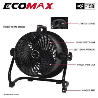 ECOMAX 10 in. 3 Fan Speeds Drum Fan DF0801