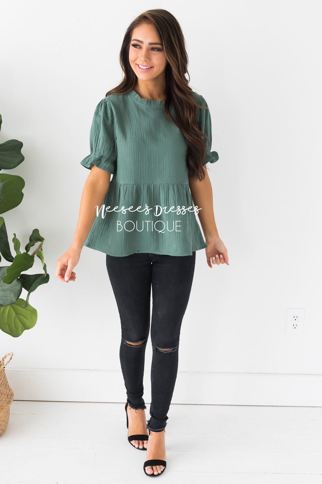 Having Fun Modest Peplum Blouse