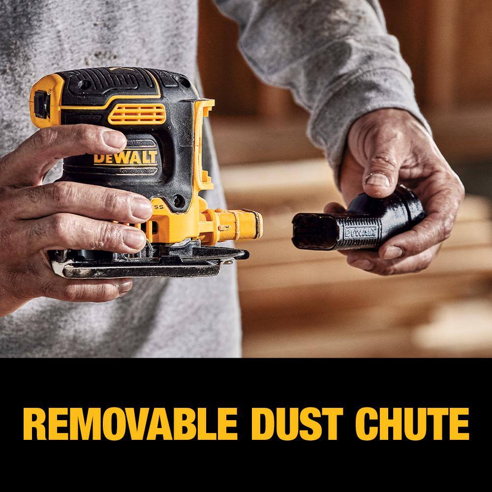 DEWALT DCW200D1 20-Volt MAX XR Cordless Brushless 1/4 Sheet Variable Speed Sander with (1) 20-Volt Battery 2.0Ah and Charger