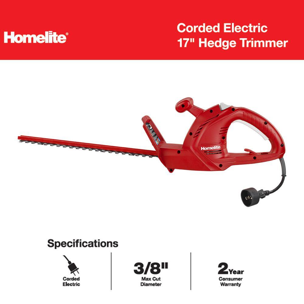 Homelite 17 in. 2.7 Amp Electric Hedge Trimmer UT44110B