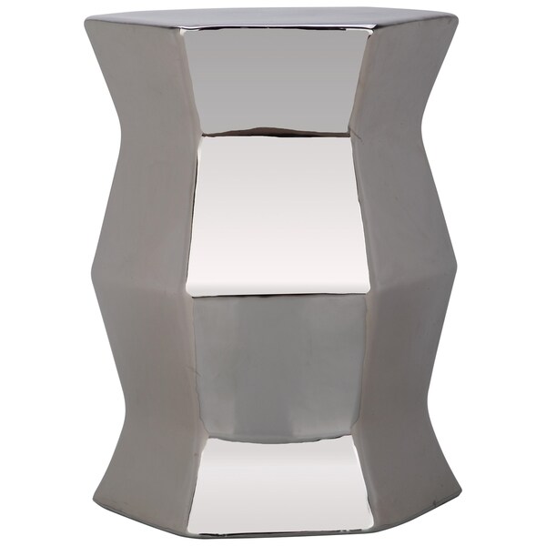 SAFAVIEH Modern Plated Silver Hexagon Creamic Decorative Garden Stool