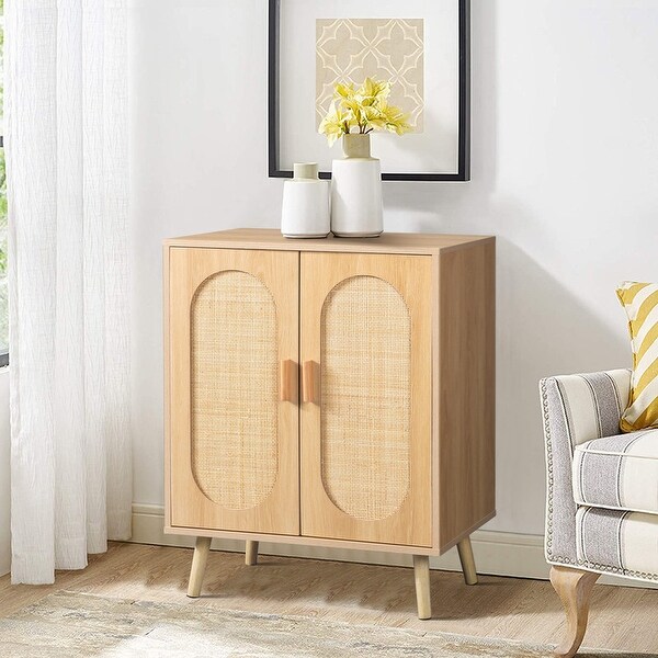 Shoe Cabinet with Double Doors Wooden Floor Bathroom Storage Cabinet - - 37921105