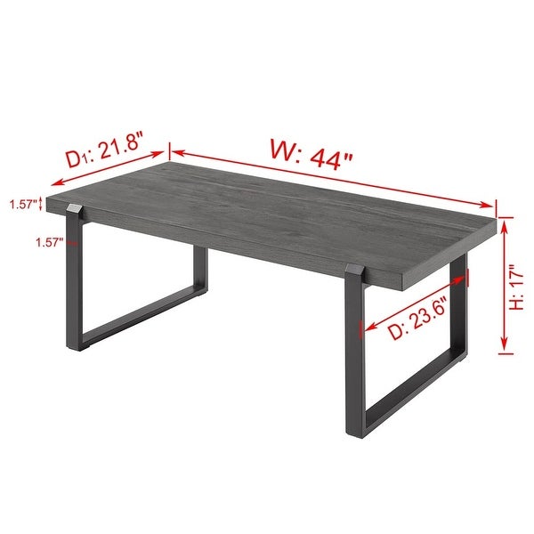 Coffee Table， Rustic Wood and Metal Center Table， Modern Cocktail Table for Living Room， Grey