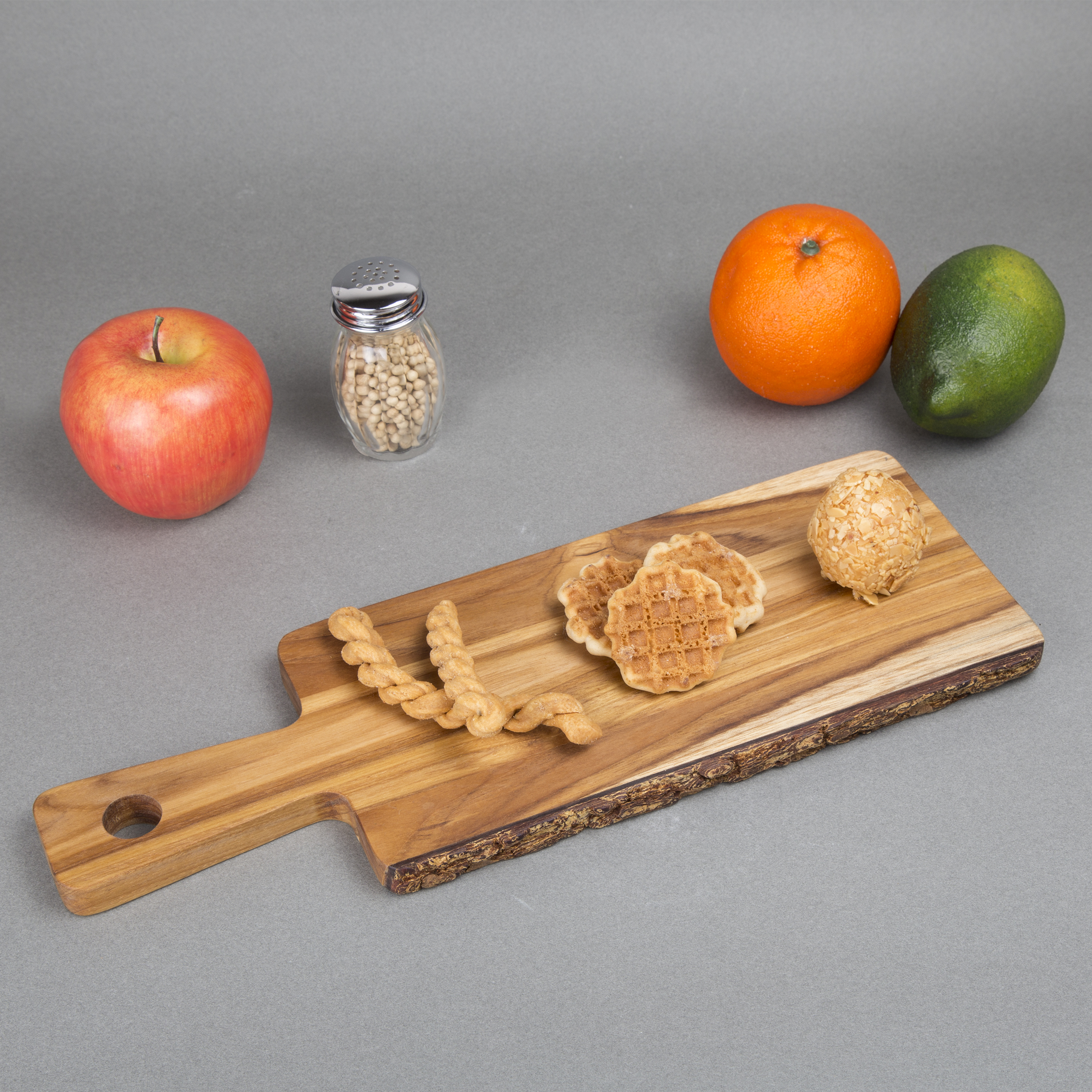 Creative Home Mahogany Wood Serving Board Cheese Paddle with One Side Natural Edge