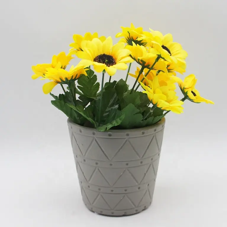 Round Wholesale Nordic Garden Home Decoration classic Grey Ceramic Flower Planter Pots