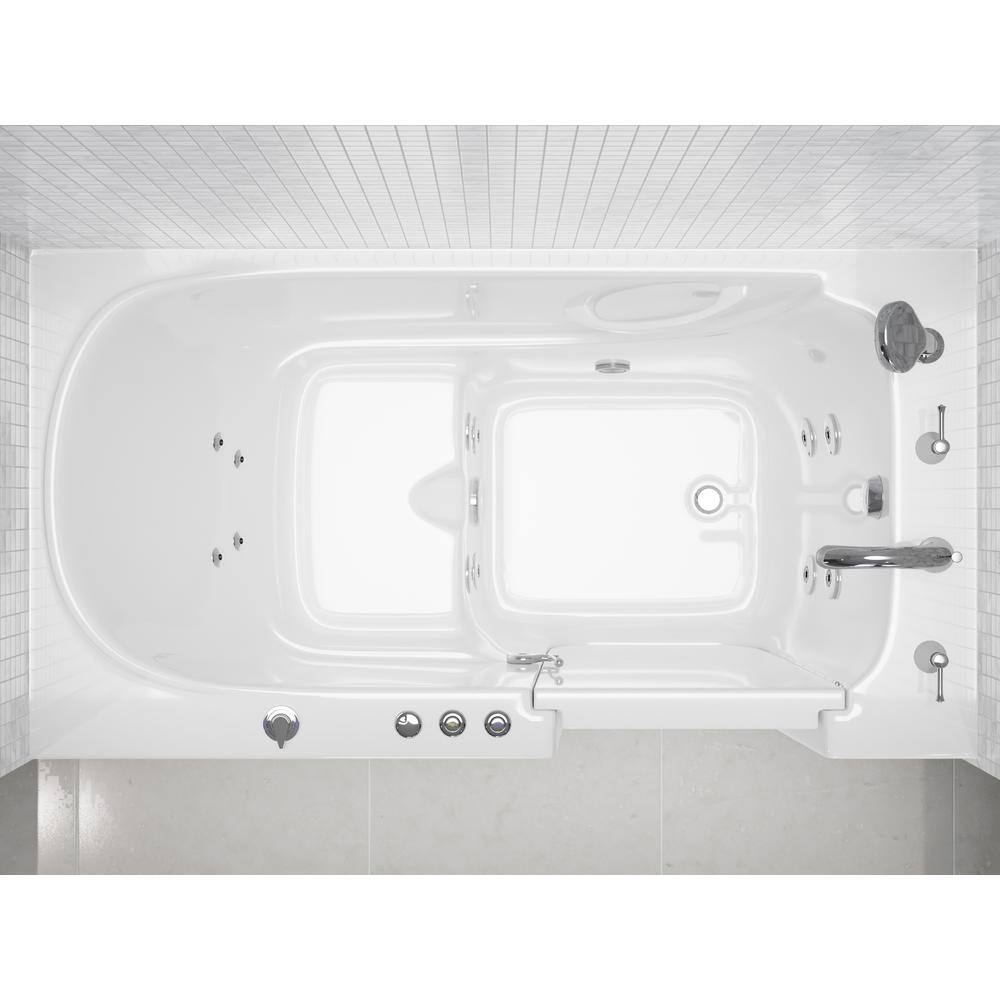 Universal Tubs HD Series 60 in. Right Drain Quick Fill Walk-In Whirlpool Bath Tub with Powered Fast Drain in White HD3260RWH