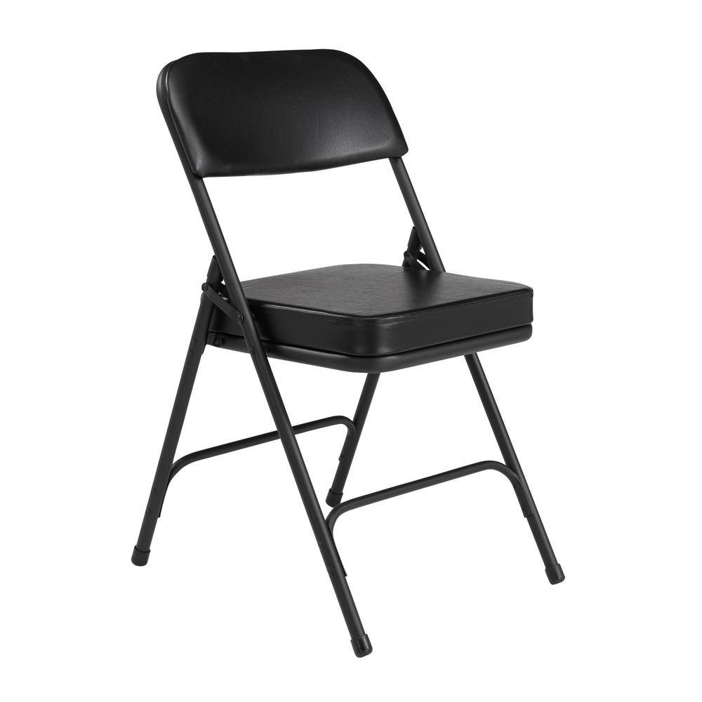 National Public Seating 3200 Series Premium 2 in. Vinyl Upholstered Double Hinge Folding Chair Black (Pack of 2) 3210