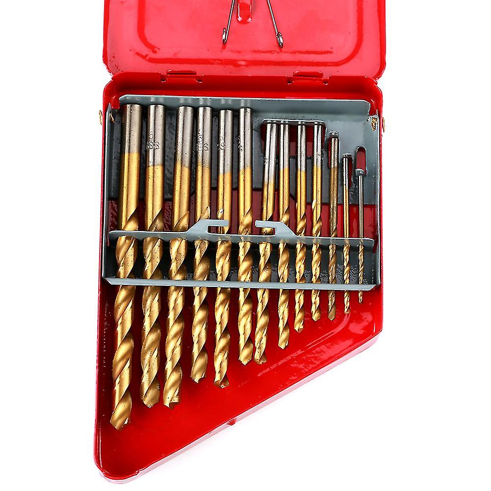 13Pcs 1.5-6.5mm High Speed Steel Twist Drill Bits Set Tool with Round Handle with Red Iron Box