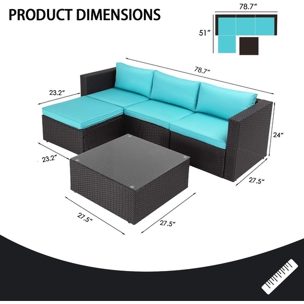 Bossin 5 Pieces Outdoor Patio Furniture Sets Patio Sofa，Outdoor Indoor Wicker Conversation Set with Table