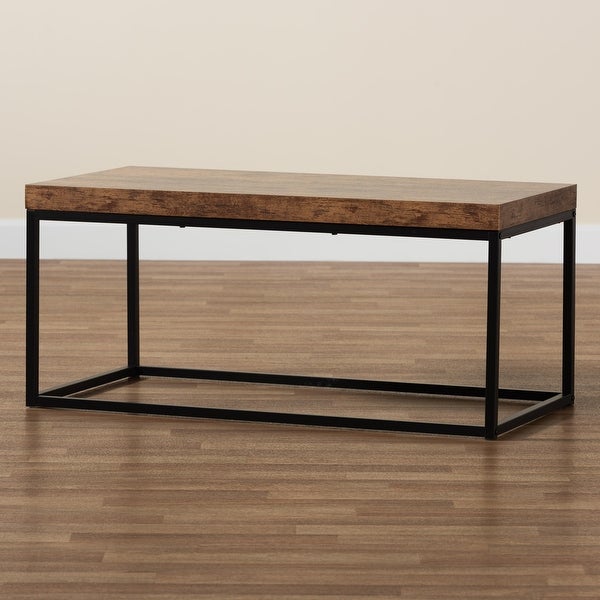 Bardot Industrial Wood and Metal Coffee Table-Walnut Brown/Black