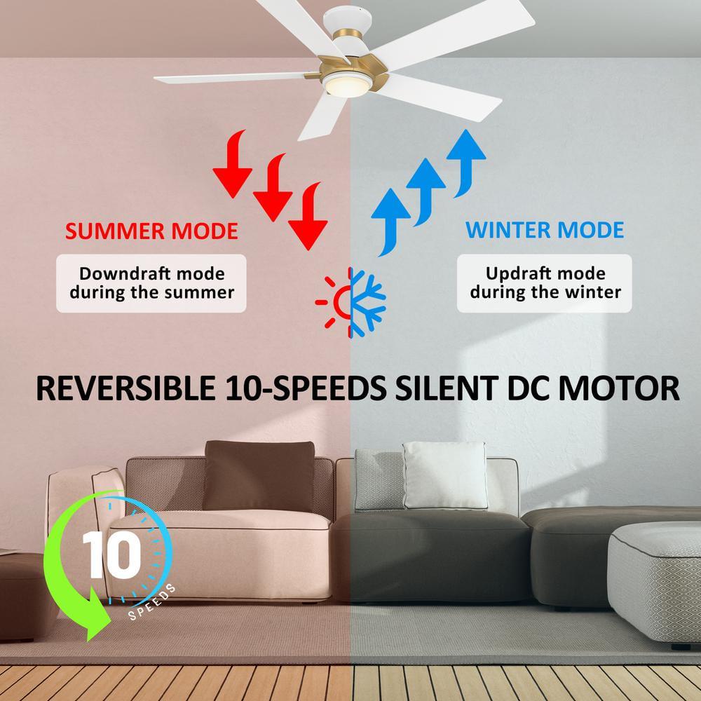 CARRO Aspen 48 in Dimmable LED IndoorOutdoor White Smart Ceiling Fan with Light and Remote Works with AlexaGoogle Home