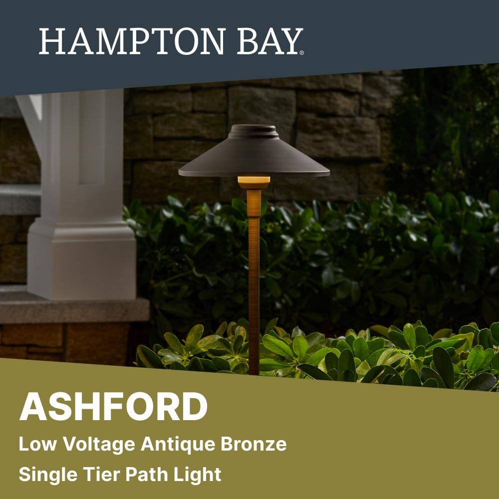 Hampton Bay Low Voltage Landscape Antique Brass Single Tier Path Light with 1.6-Watt 100 lumen Integrated LED LWP-M1BR3000KA2