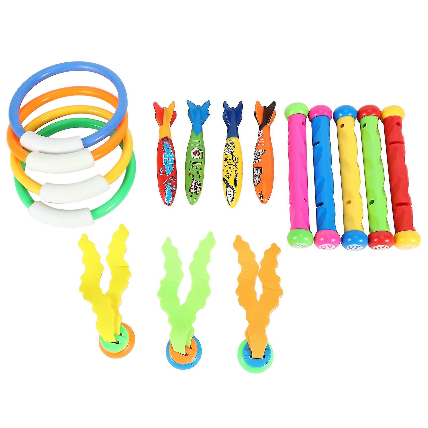 Diving Toys Underwater Sinking Swimming Pool Toy， Diving Rings andamp; Sticks， Torpedoes， Water Grass， Di