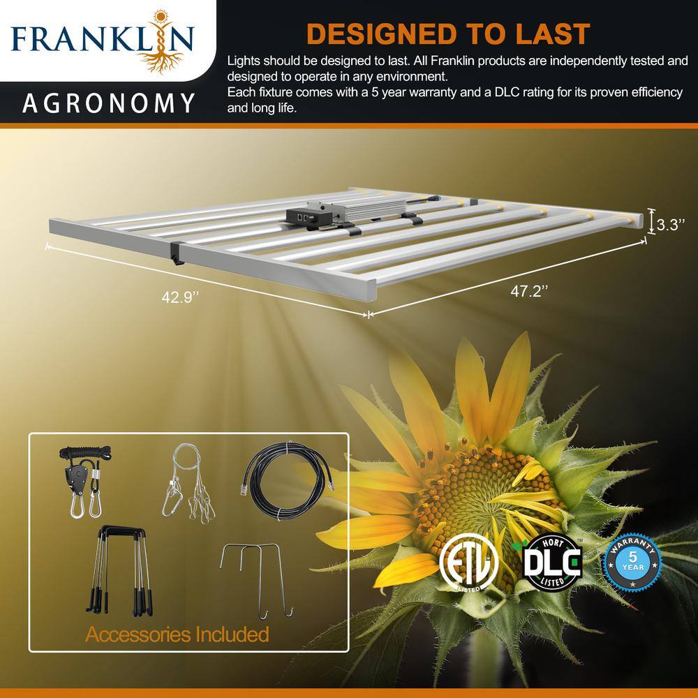 FRANKLIN AGRONOMY Franklin 720-Watt Full Spectrum Led Grow Light with Bright White Color Temperature for Indoor Plants F7000