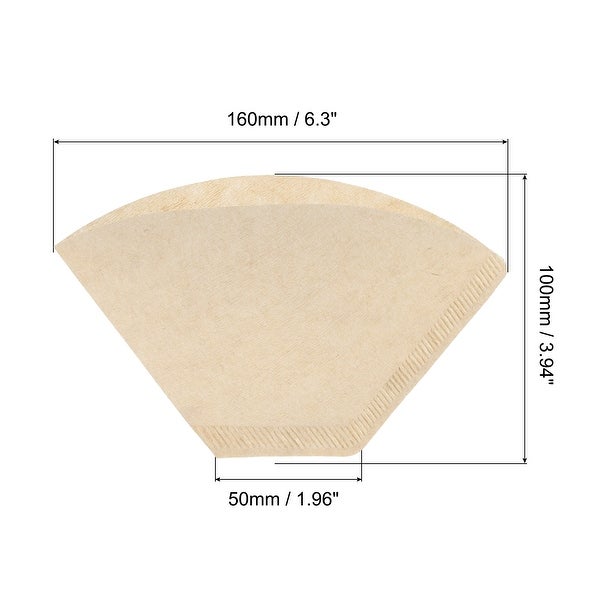 2-4 Cup Cone Coffee Paper Filters 6.3x1.97x3.94 Inch Disposable Pack of 100 - Natural Brown