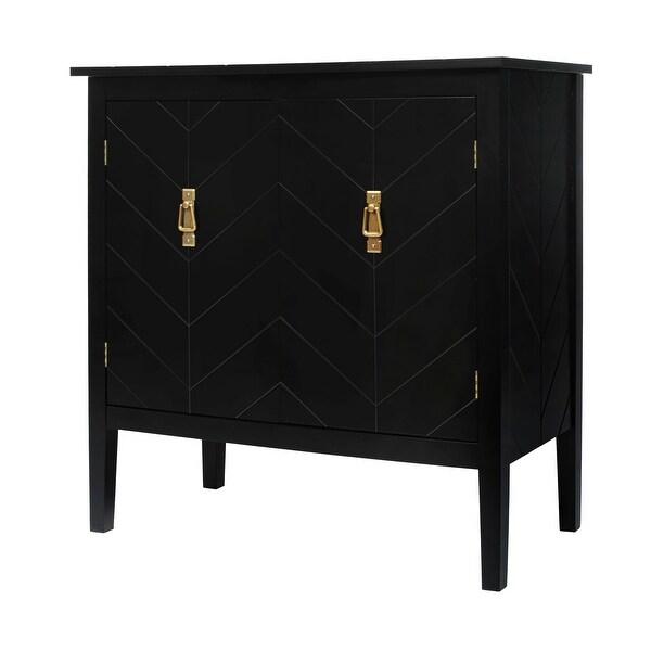 2 Door Wooden Cabinets， Black Wood Cabinet Vintage Style Sideboard for Living Room Dining Room Office