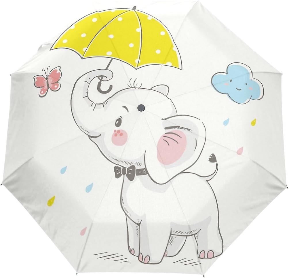 Rain Umbrella Automatic Windproof Foldable Umbrella Elephant Hold Umbrella