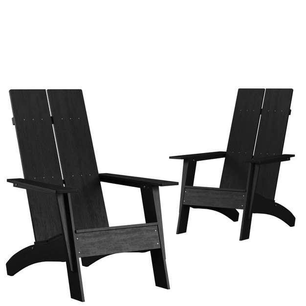 Flash Furniture Set Of 2 Sawyer Modern All weather Poly Resin Wood Adirondack Chairs