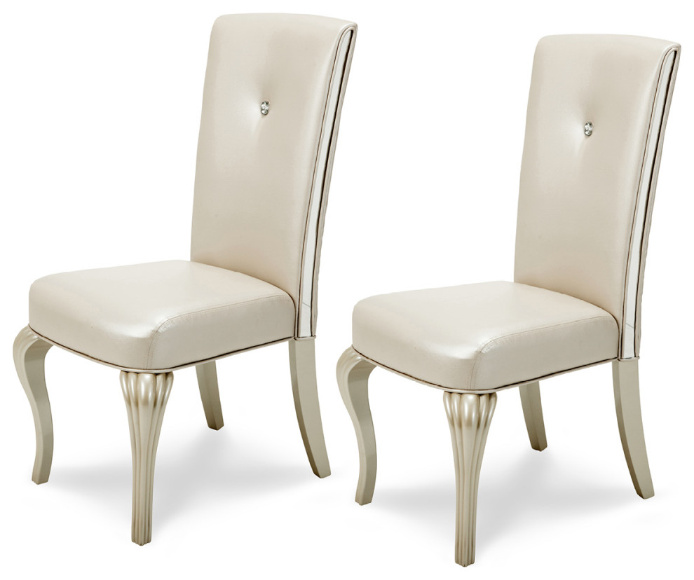 Hollywood Loft Dining Side Chair  Set of 2  Pearl   Contemporary   Dining Chairs   by Michael Amini  Houzz