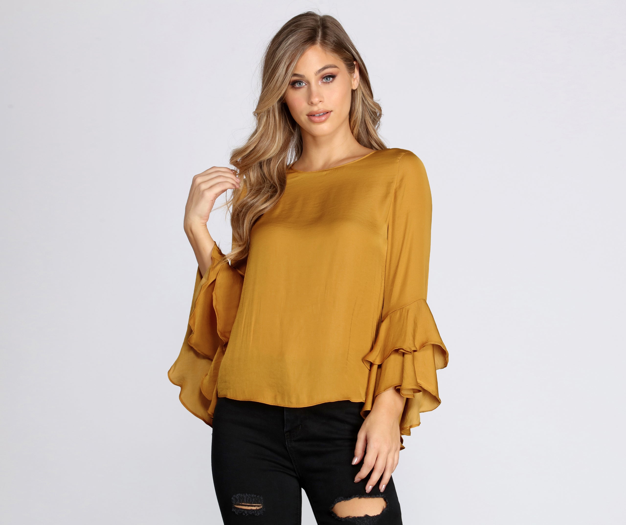 Tiered Ruffle Sleeve Blouse