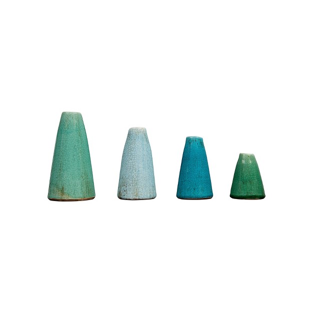 Set Of 4 Terra cotta Vases Aqua Colors Storied Home