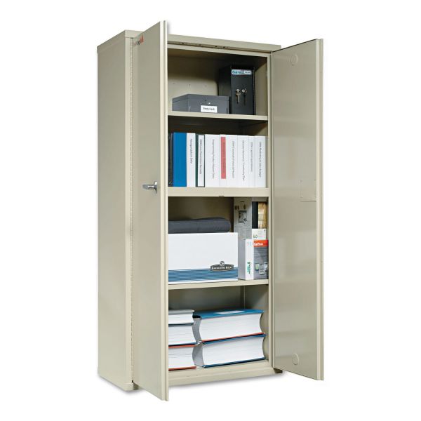 FireKing Storage Cabinet， 36w x 19.25d x 72h， UL Listed 350 Degree， Parchment