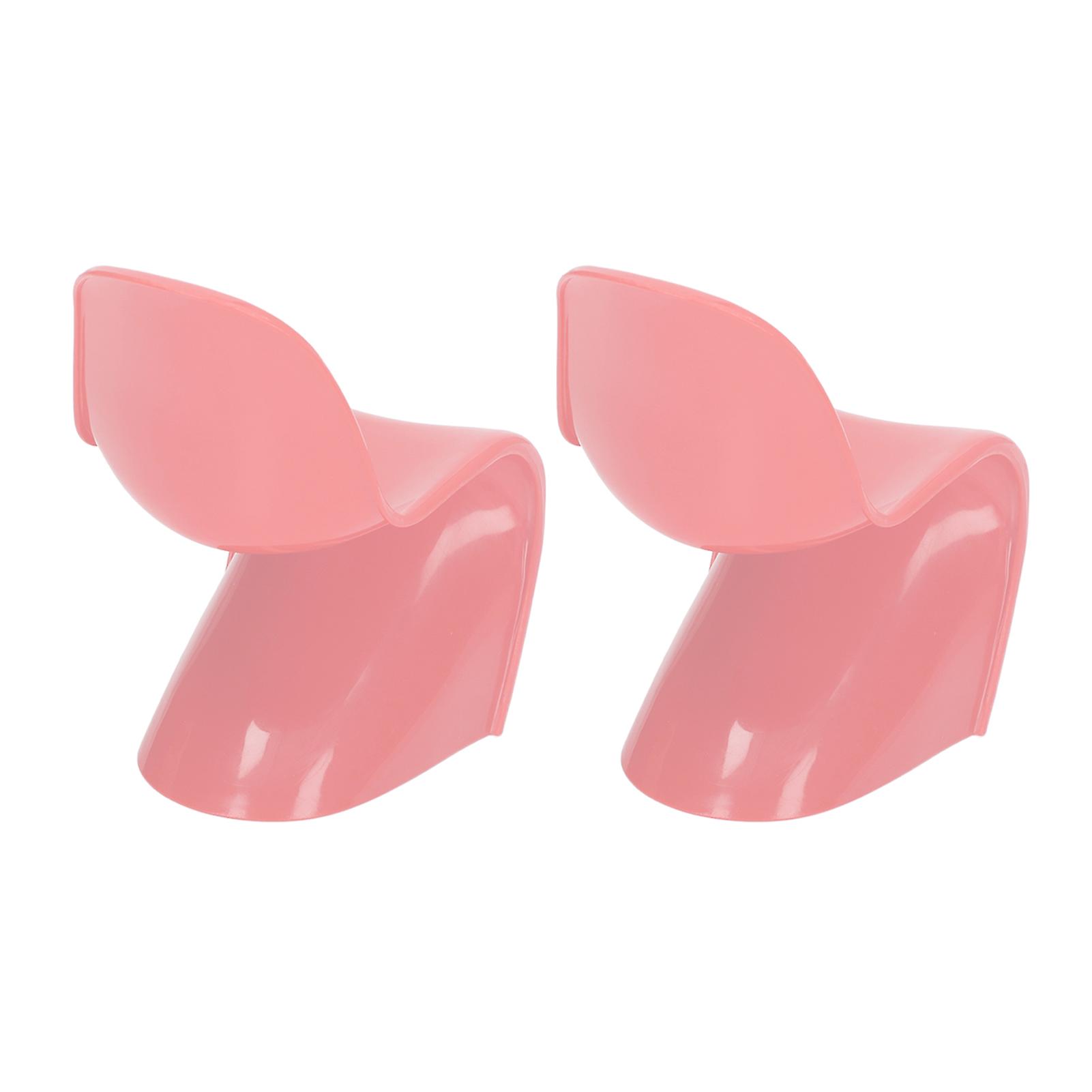 2pcs Miniature Chair 1/6 Scale Casual Cute Style DIY Small Plastic Material 14x9x8cm Doll House Toys for Ornaments Pink