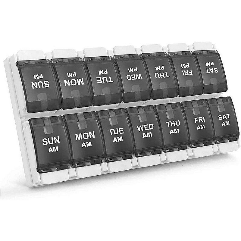 Sukuos AM PM Weekly 7 Day Pill Organizer， Large Pill Cases w/ Push Button Design