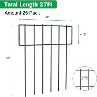 Oumilen 17 in. H x 20 ft. L Metal Barrier Fence Decorative Garden Fencing Rustproof Wire Garden Fence T Shaped (19-Pack ) LT-K147