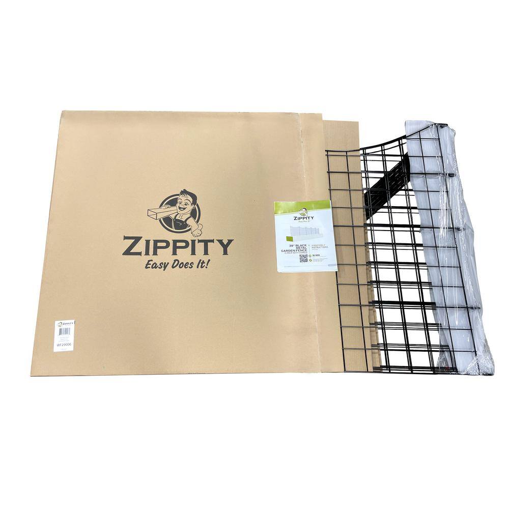 Zippity Outdoor Products 3.25 ft. H x 3 ft. W Zippity Black Metal Garden Fence Panel with Stakes (5-pack) WF29006