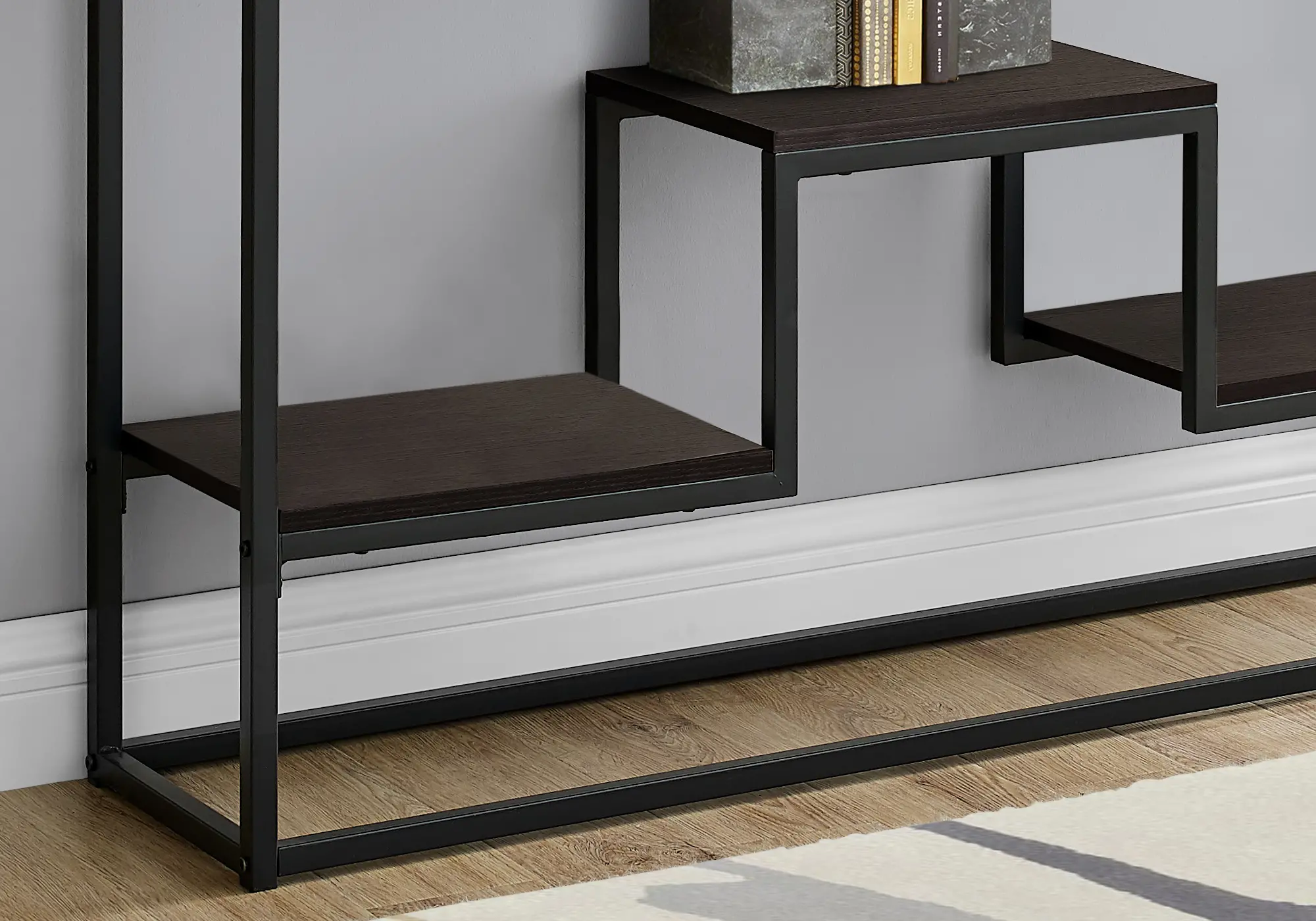 Contemporary Espresso and Black Sofa Table - Luka