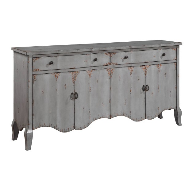 Jaime Rustic 4 Door 2 Drawer Storage Credenza sideboard Burnished Gray Treasure Trove