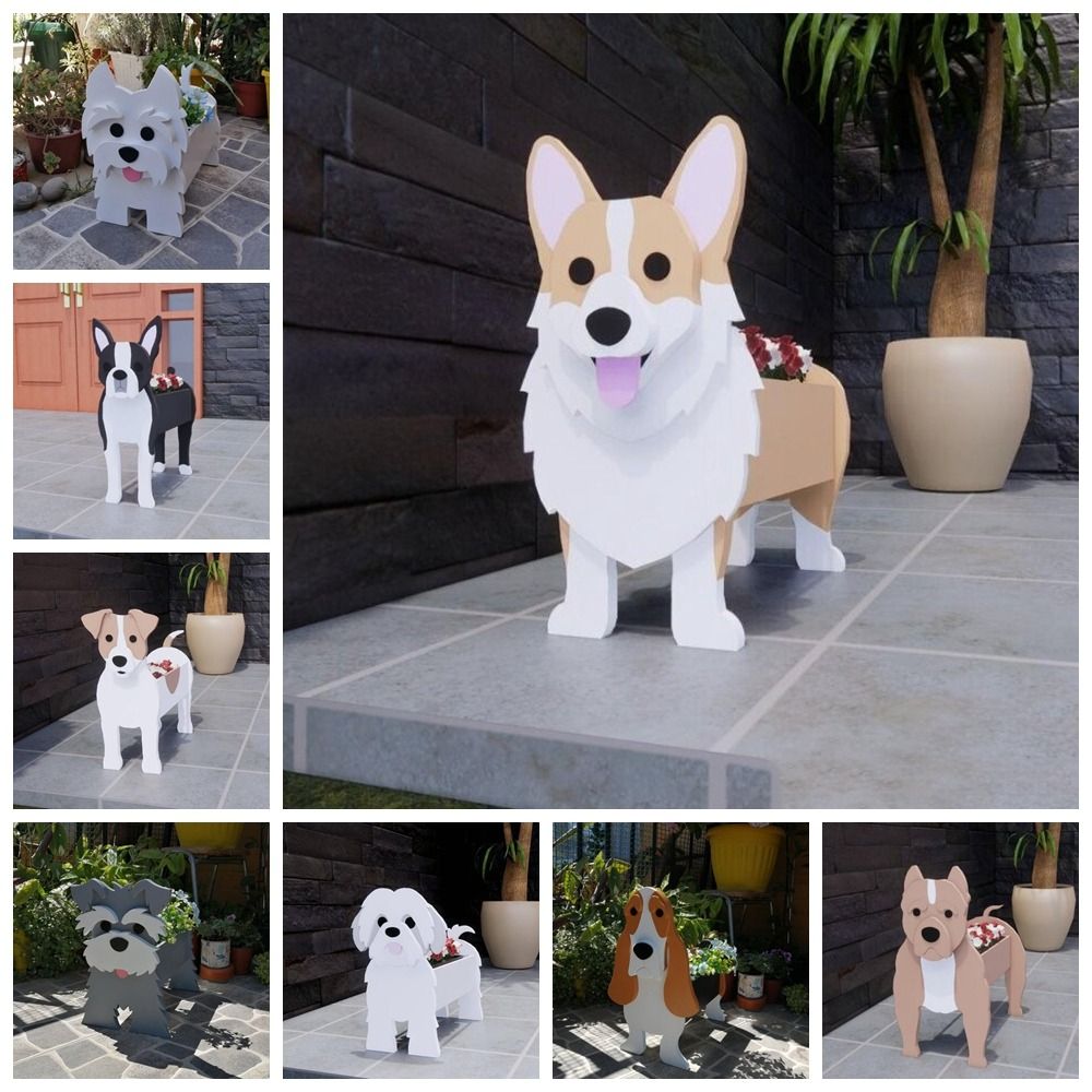 Cartoon Garden Animal Shaped Box PVC Dog Planter Pot Succulent Planter Flower Pot Plant Pots 1