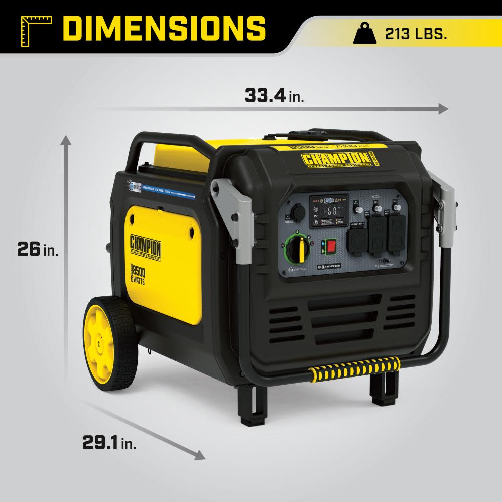 Champion 8500 Watt Portable Electric Start Inverter Generator with Quiet Technology and CO Shield ;