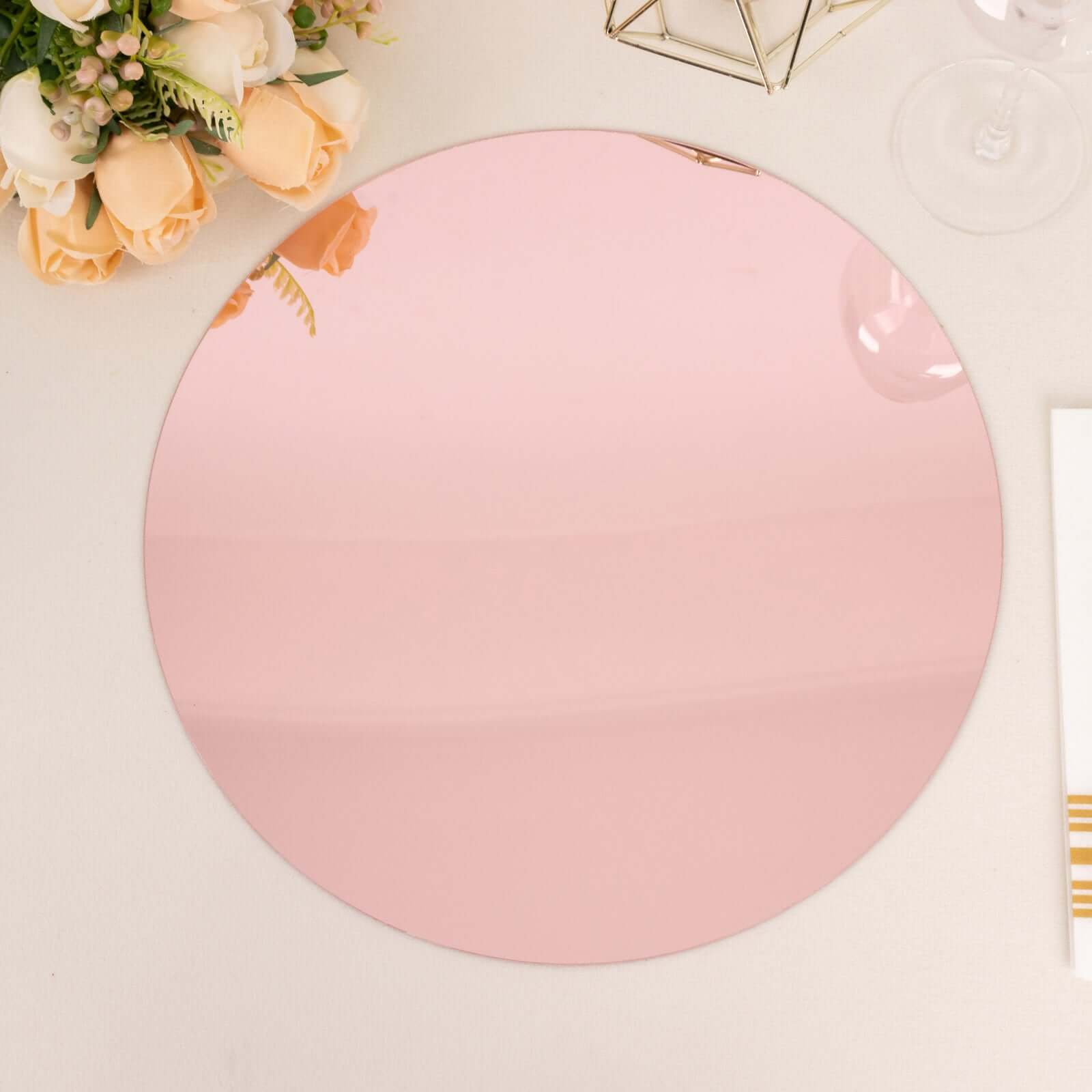 10 Pack Rose Gold Mirror Acrylic Charger Plates For Table Setting, Lightweight Round Decorative Dining Plate Chargers 13