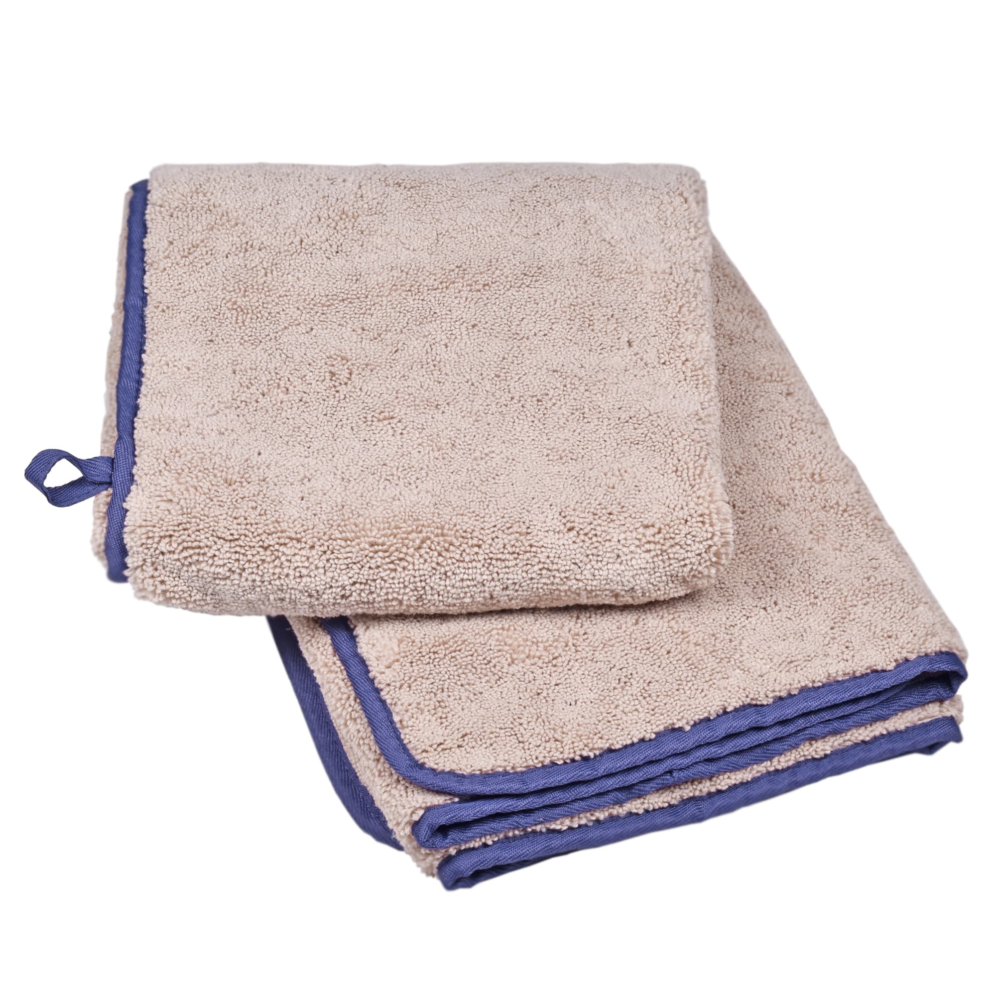 Petcode Paws Pet Fresh Tech Towel and Blanket for Dog and Cat Grooming in Sand Beige with Sky Blue， 50