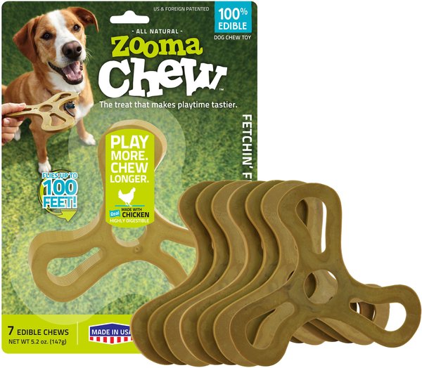 ZoomaChew Small Fetchin' Flyers Dog Treats， 7 count