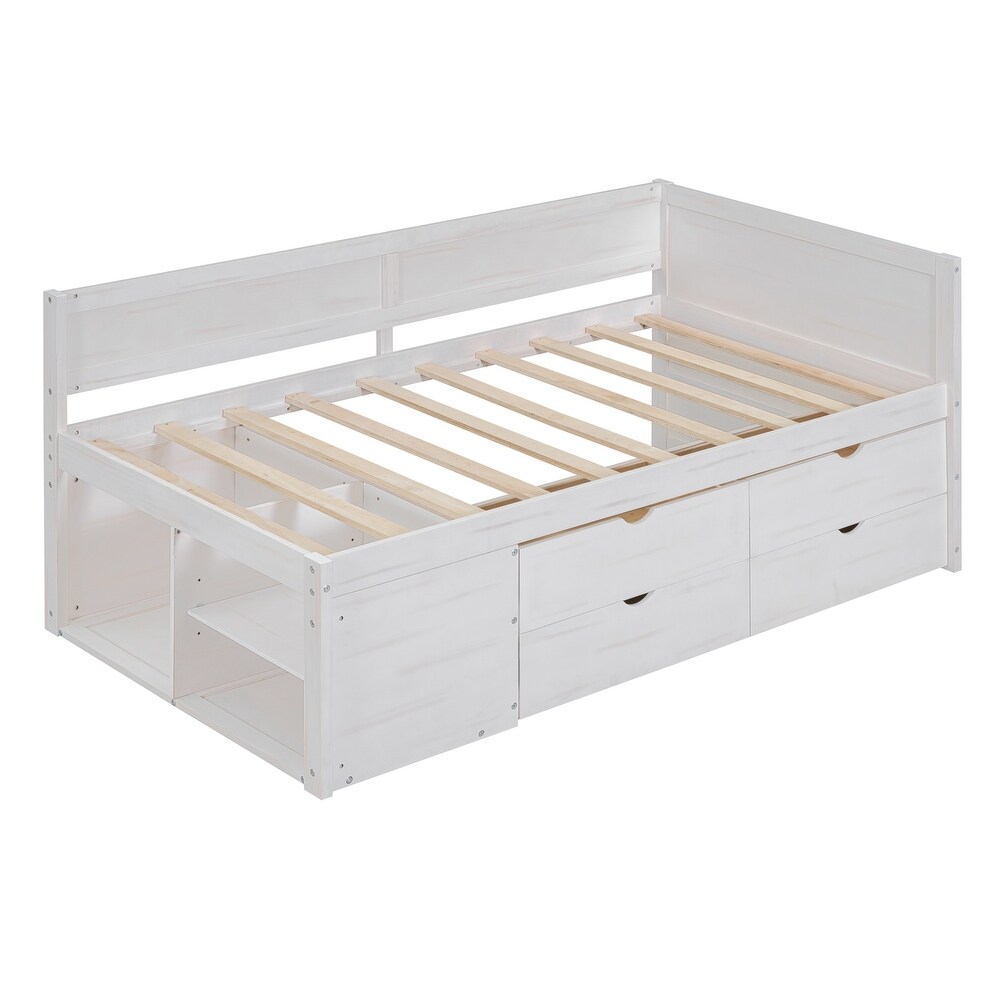 Twin/Full Size Daybed with Drawers and Shelves  Twin/Full Size Bed