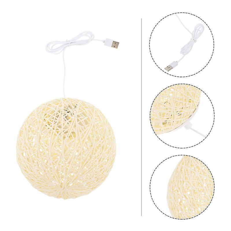 1pc Creative Ball Lamp Rattan Woven Desktop Lamp Desktop Lamp Decor Beige