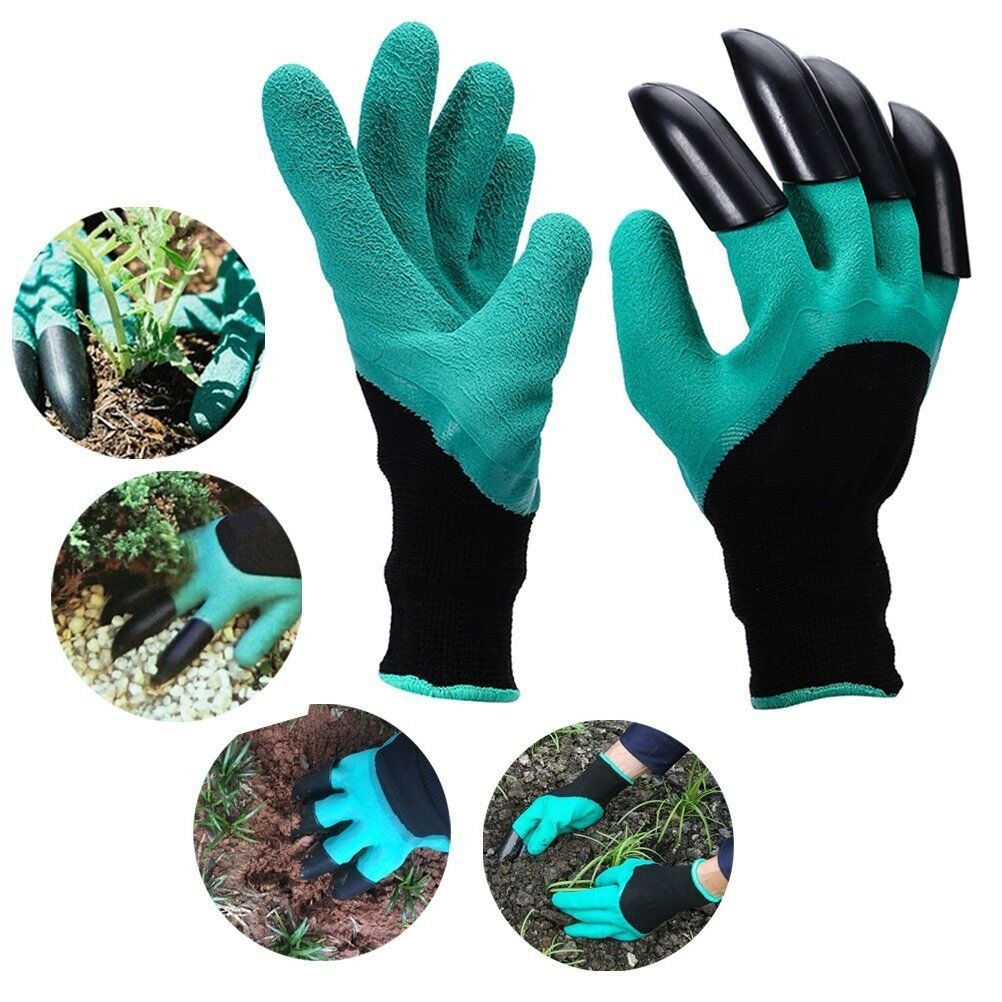 NNBB Garden Gloves with Fingertips Claws Quick- Great for Digging Weeding Seeding poking -Safe for Rose Pruning -Best Gardening Tool -Best Gift for Gardeners (Double Claw)