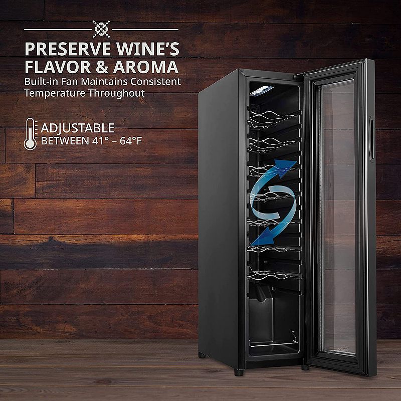 16-Bottle Wine Cooler， Large Freestanding Wine Fridge with Lock