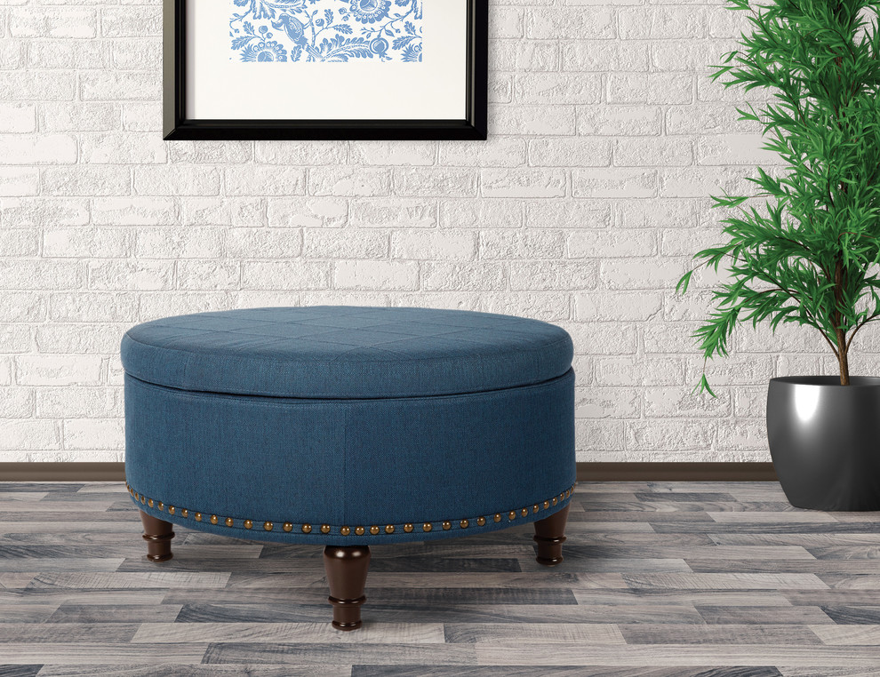 Augusta Round Storage Ottoman   Traditional   Footstools And Ottomans   by Office Star Products  Houzz