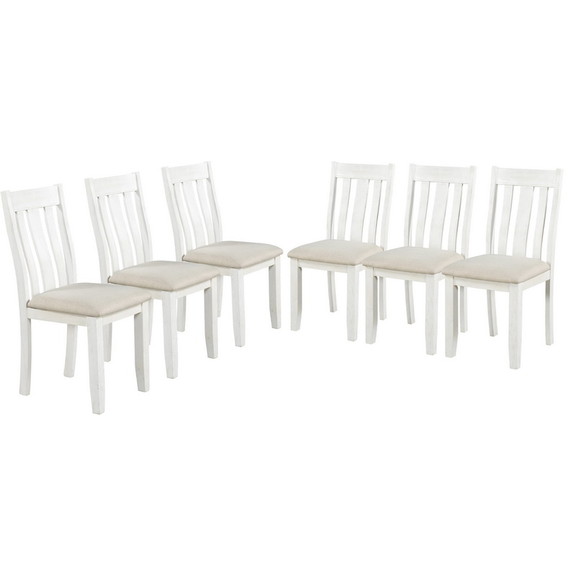 Trexm Retro Style 7 Piece Dining Table Set with Ex...