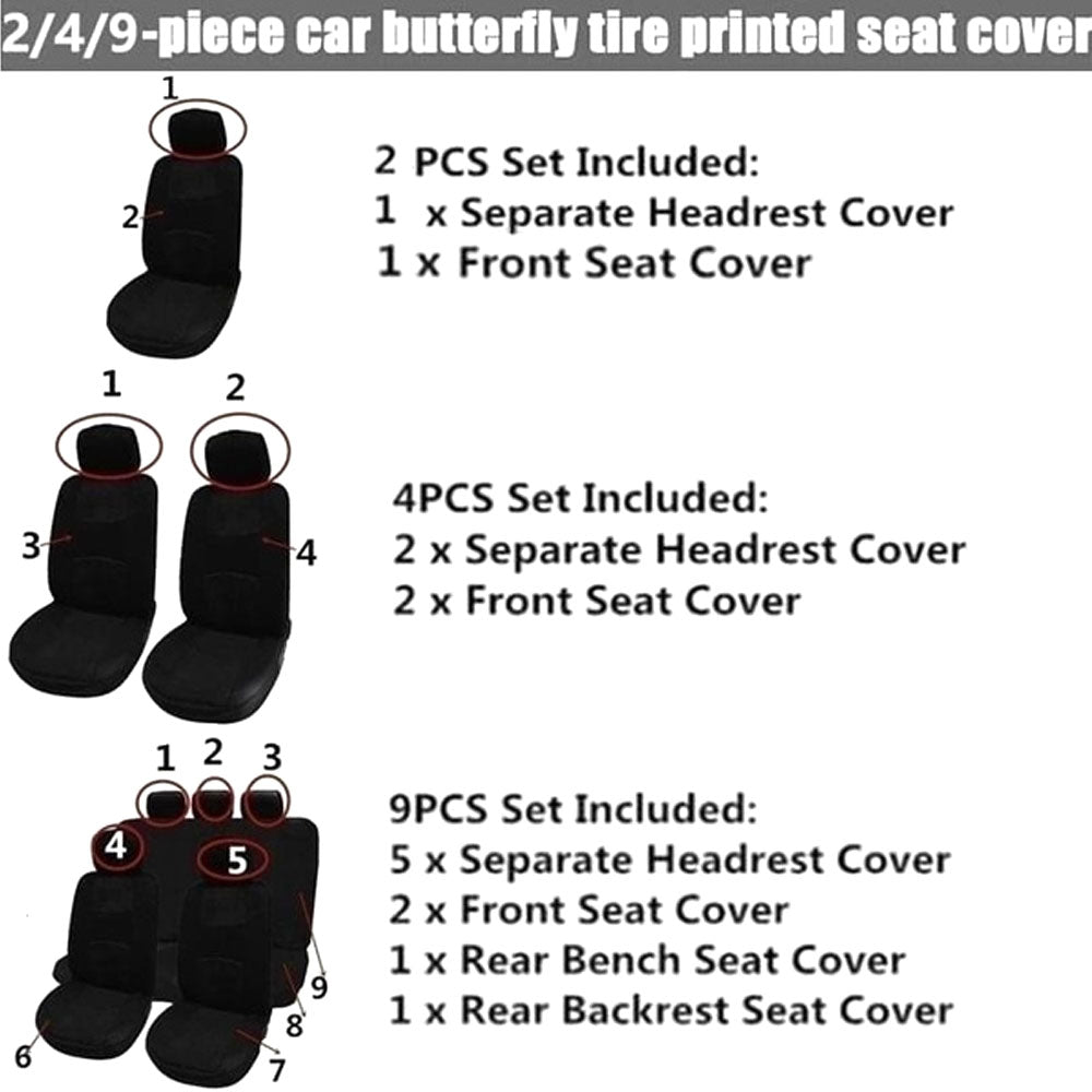 Style That Baby 9Piece Set Car Seat Covers， Protector Full Set Front and Rear Universal， Resistant Removable and Washable Car Seat Covers Full Set for Protecting Car Seat- Butterfly Beige