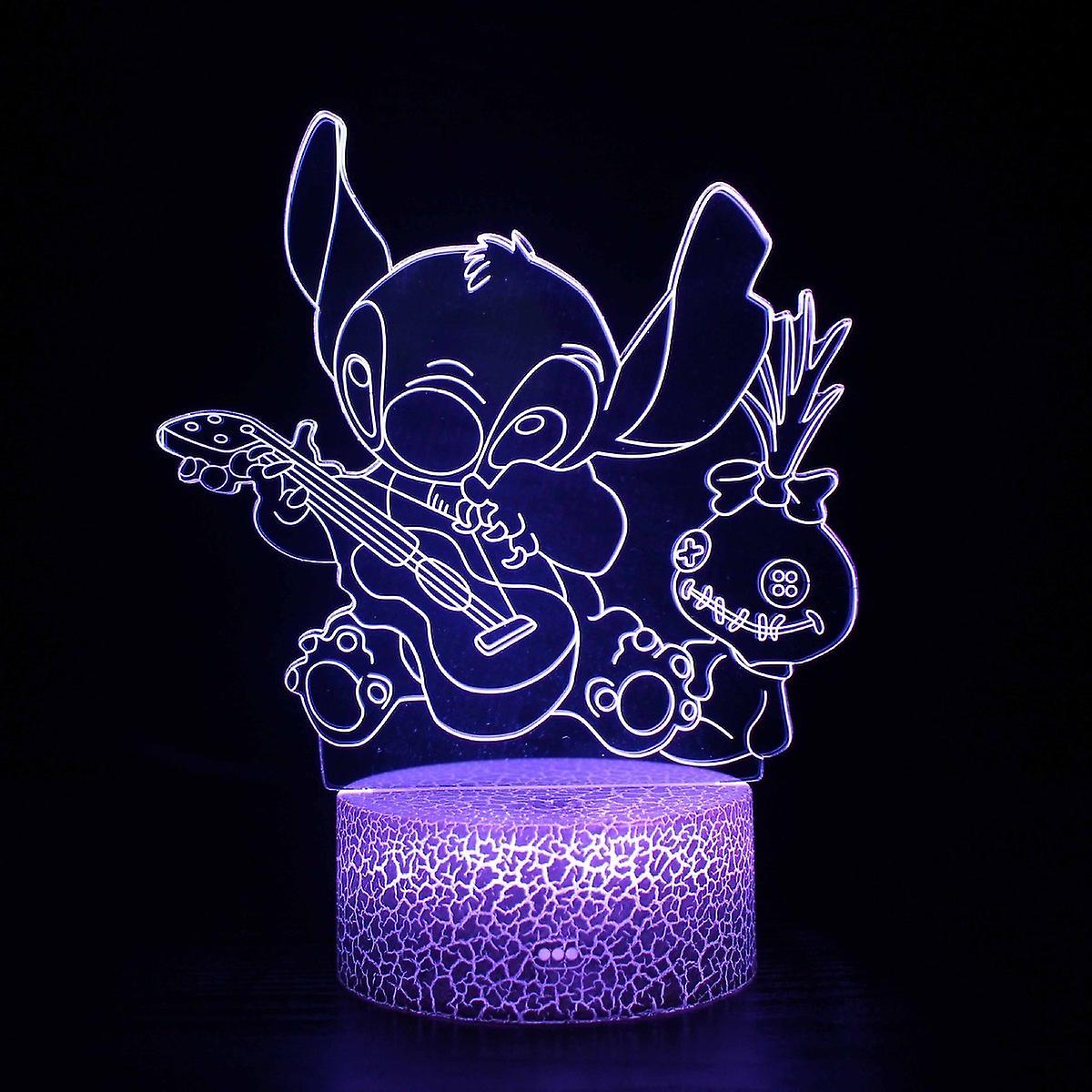 Stitch Play Guitar Illusion Lamp 3d Night Light With 16 Color Change Remote Control，room Dcor