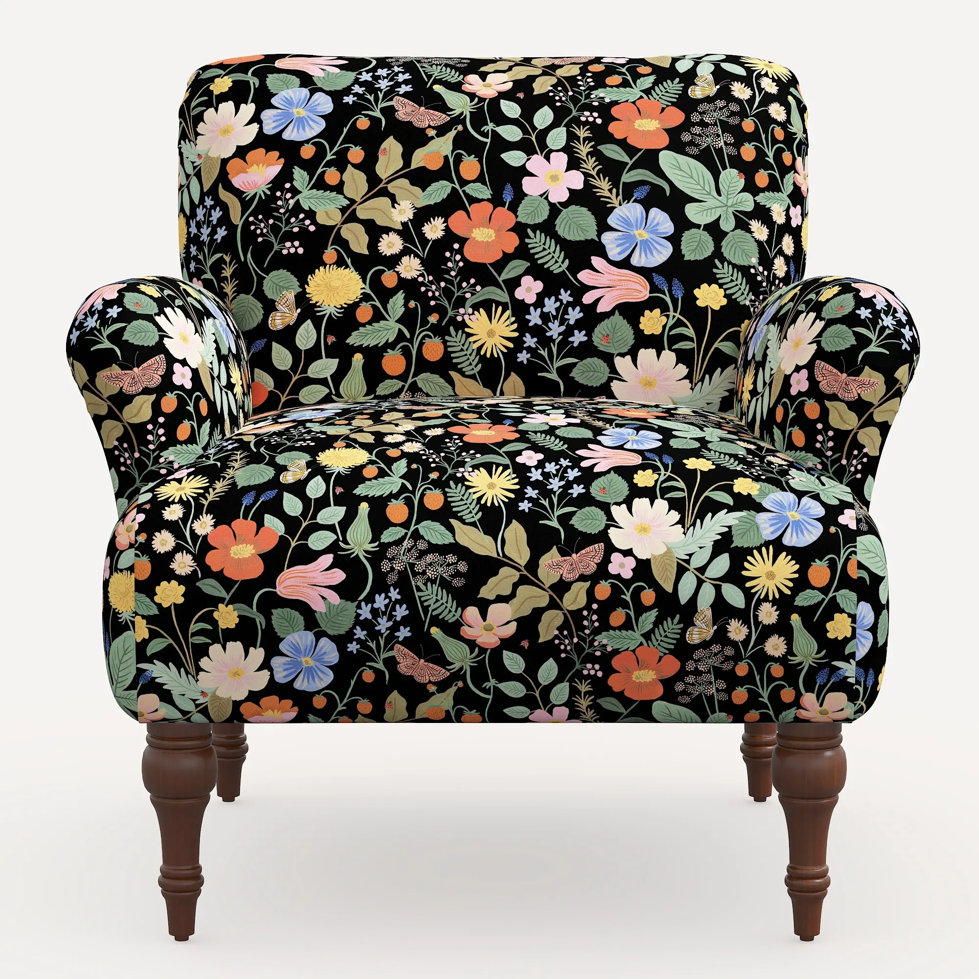 Rifle Paper Co. Bristol Black Strawberry Fields Accent Chair