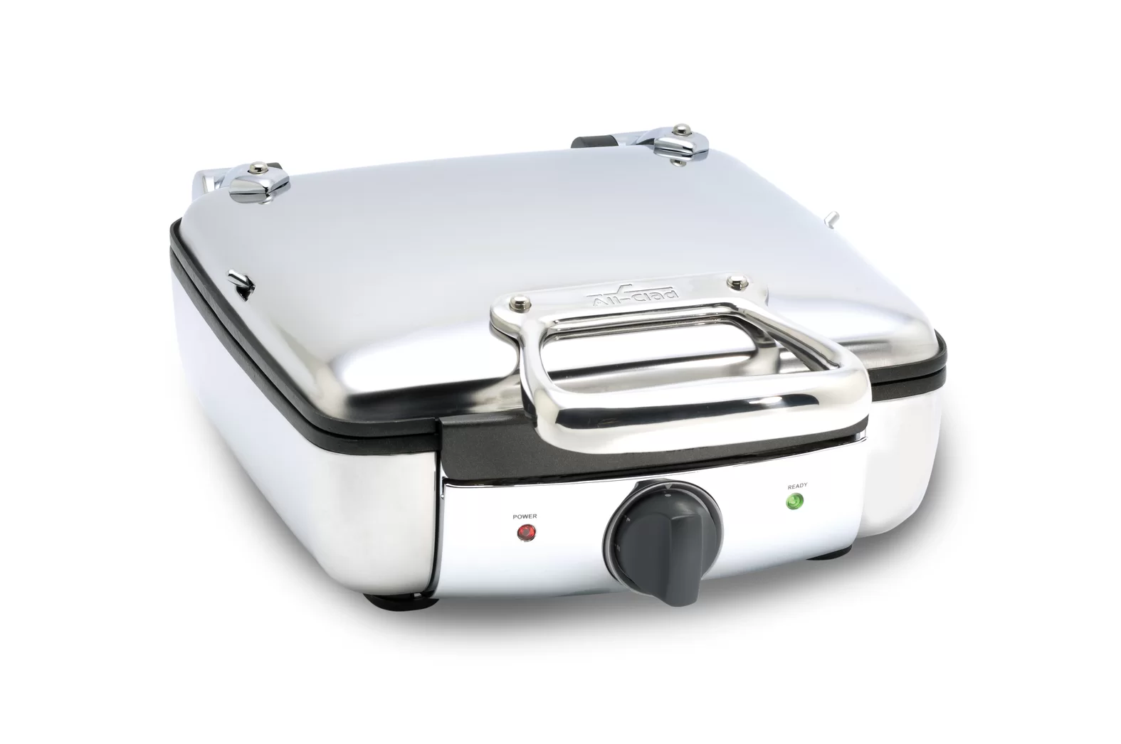 All-Clad 99010GT Stainless Steel Belgian Waffle Maker with 7 Browning Settings， 4-Square， Silver