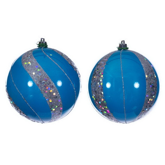 Vickerman 4 Blue Pearl Sequin Ball Orn 6/Asst