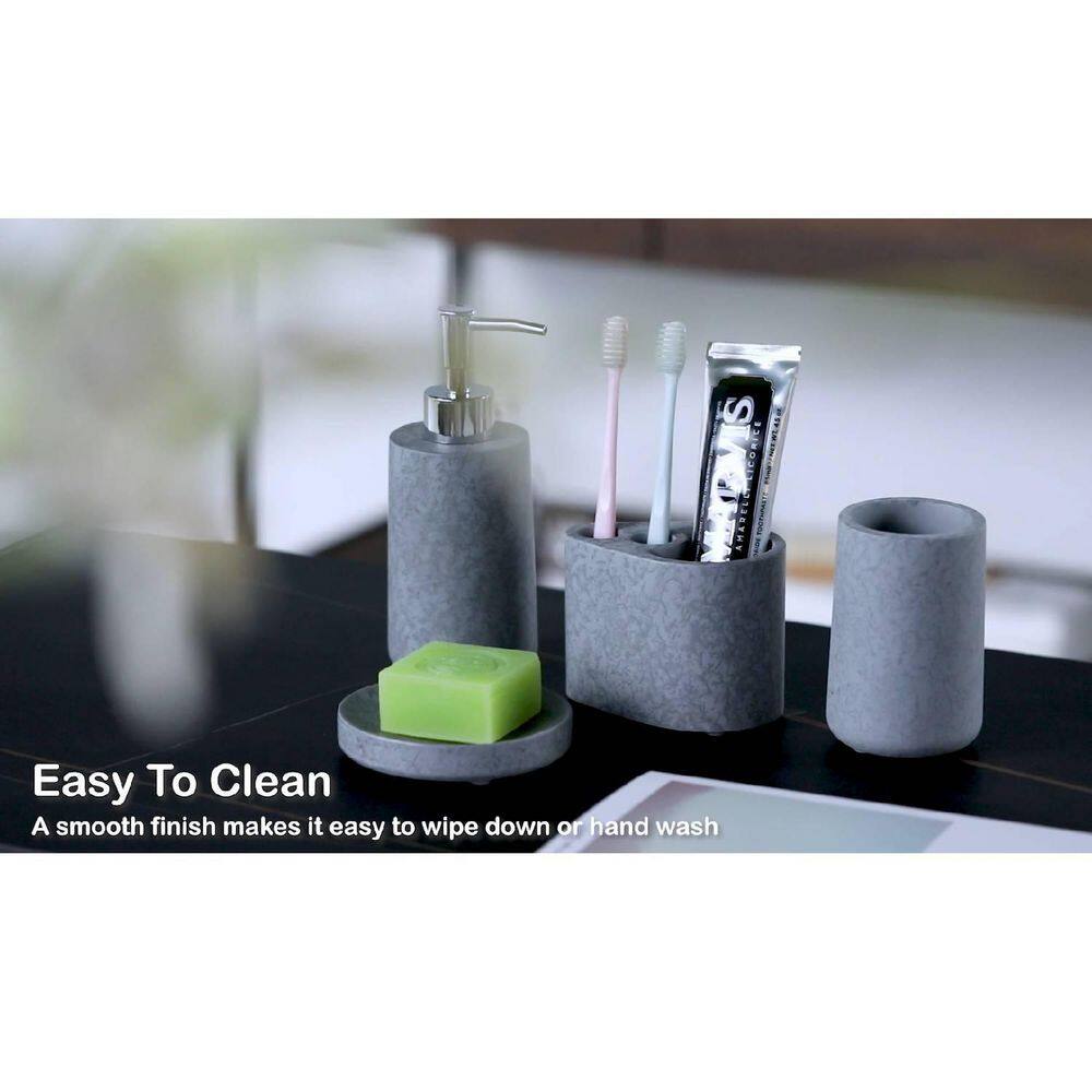 4-Piece Bathroom Accessory Set Concrete for Vanity Countertops in Grey Stone Color FERNVGVF6567